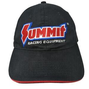 Summit Racing Equipment Strapback Hat Black One Size Embroidered 6 Panel